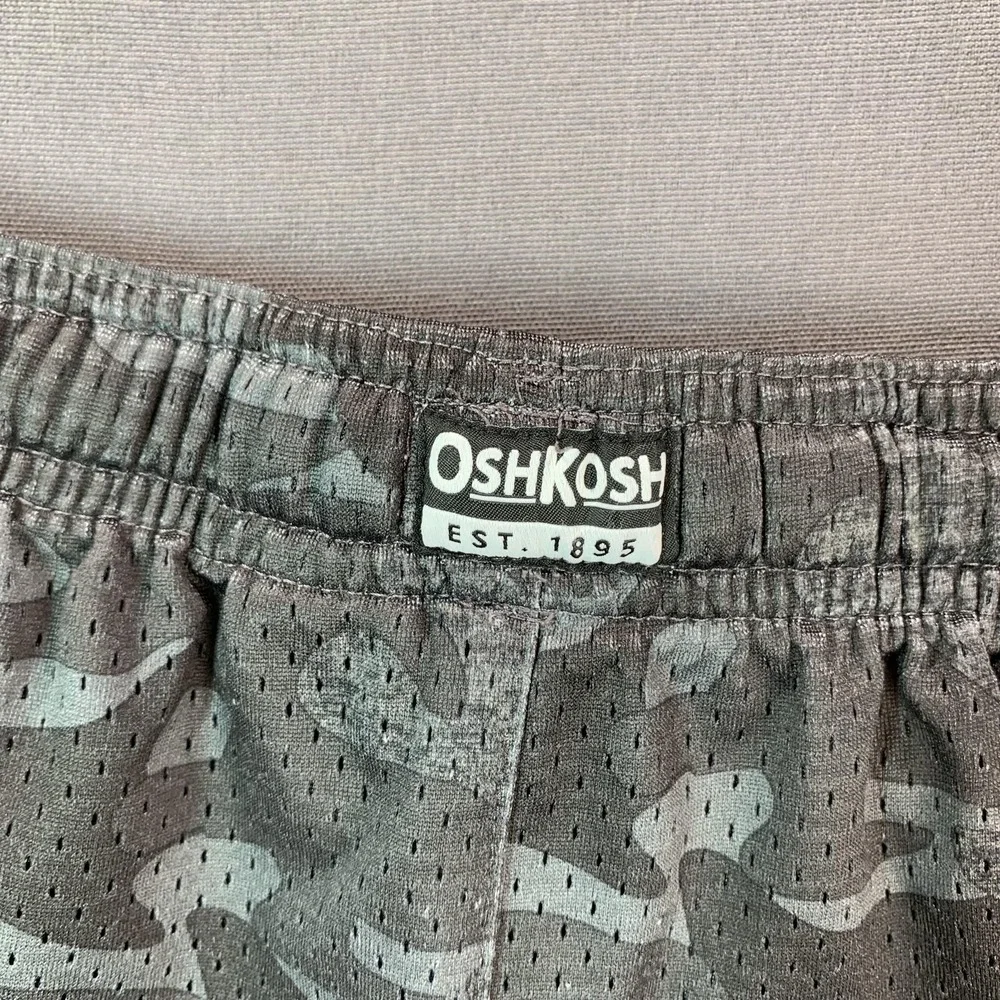 OshKosh B'gosh Shorts Kids 4T Gray Camo Mesh Athletic Elastic Waist Gym